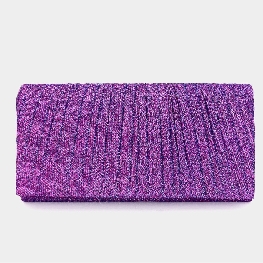 Purple Sparkly Quilted Clutch Crossbody Bag